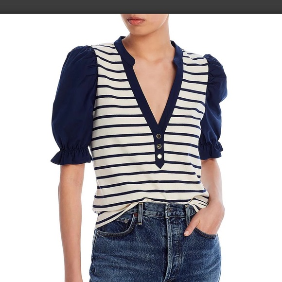 Veronica Beard Tops - Veronica beard split neck puff sleeve top